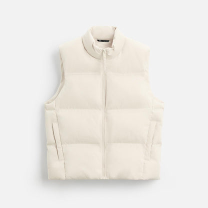 WHITE SLEEVELESS DOWN JACKET