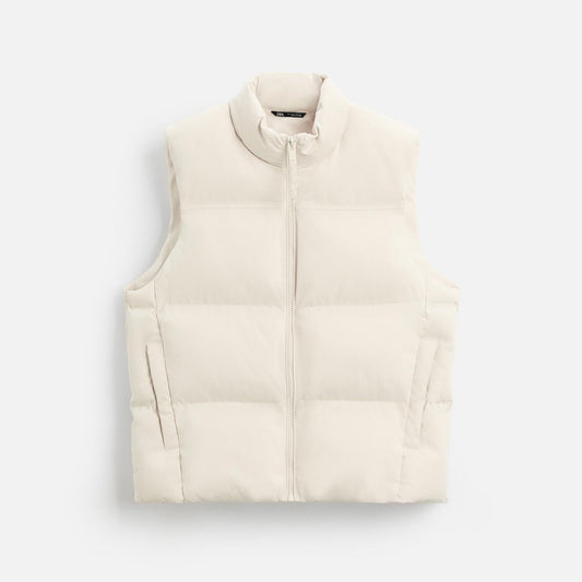 WHITE SLEEVELESS DOWN JACKET