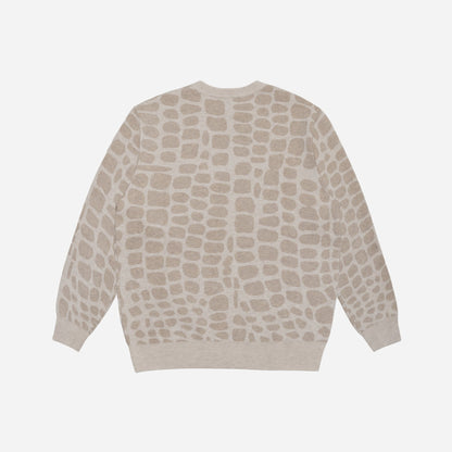 CROCO KNIT CREWNECK - BEIGE